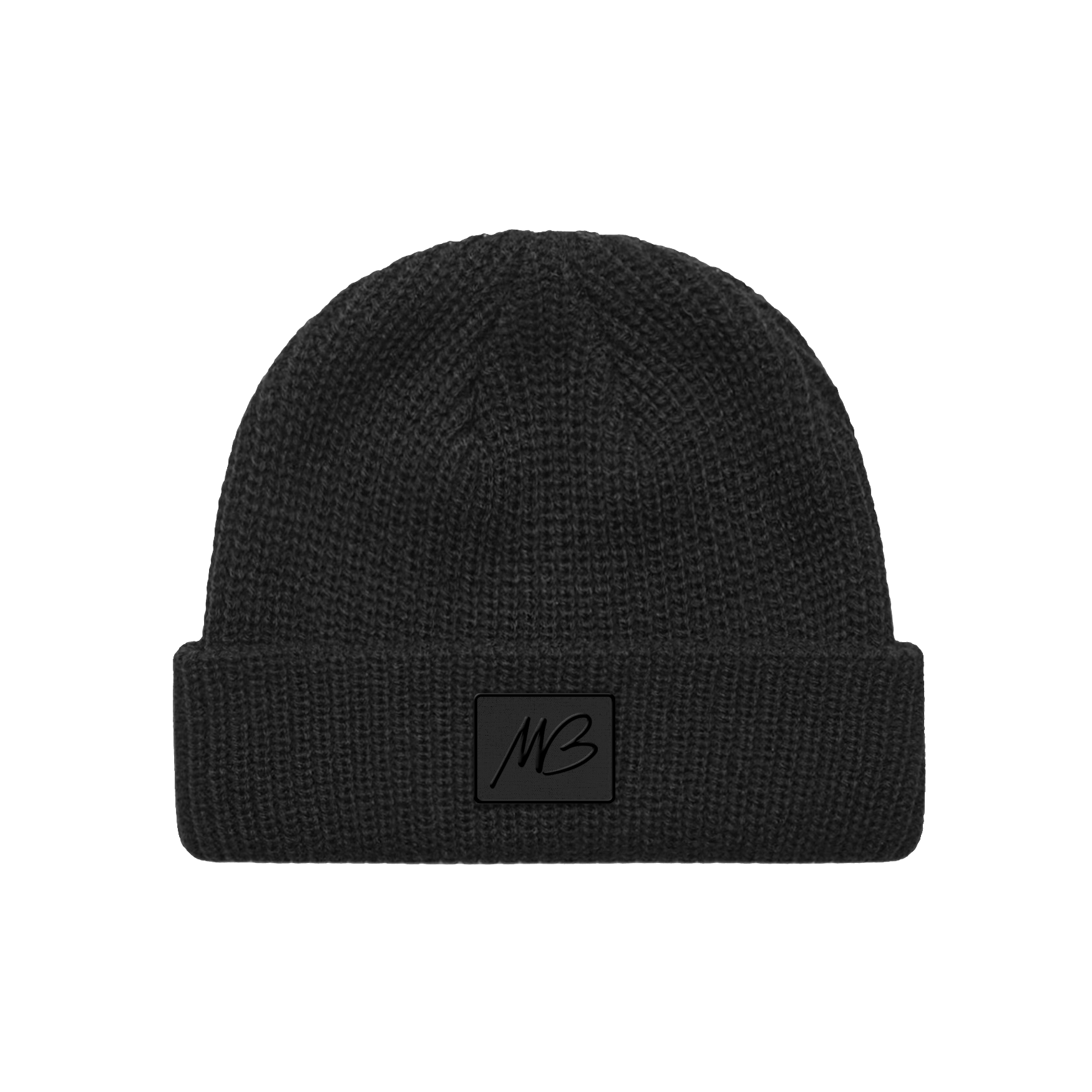 Initials Patch Black Beanie