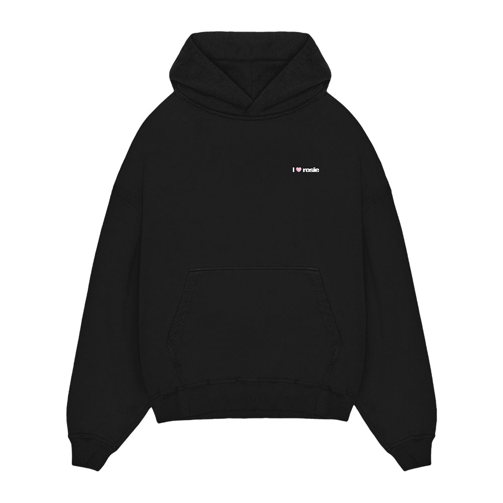 ‘i heart rosie’ black hoodie